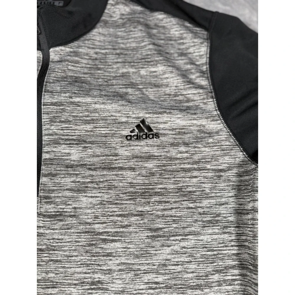 Adidas Men's XL Gray Black Heathered Athletic 1/4 Zip Pullover Activewear Top